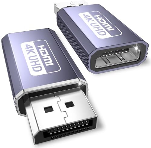 YUETUOL Adaptador DisplayPort a HDMI 4K@60Hz, 2-Piezas Unidireccional DP to HDMI, Convertidor DP Macho a H DMI Hembra Compatible con TV, Thinkpad, HDTV, Monitor, Proyectores, HP, Proyectores