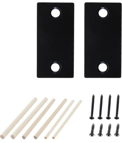 Alide 2 Pcs Stainless Steel Door Hole Filler Plate, 2.85x5.7cm, with Screws and Wooden Dowels for Door Edge and Latch Repair (black)