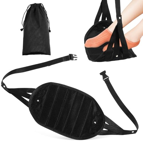 SOPOTUTU Fußhängematte aus Oxford Gewebe 38X22cm Ergonomische Fußstütze für Büro und Flugreisen Flache Schreibtisch Hängematte Tragbare Beinauflage unter Schreibtisch
