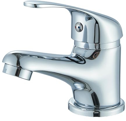 HARNART Waschtischarmatur,Wasserhahn Bad Kurzversion in modernem Design Waschbecken Armaturen in Edelstahl,Einhebelmischer Mischbatterie für Badezimmer und Gäste-WC,Chrom