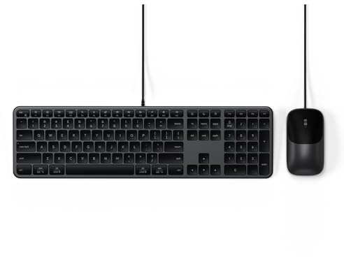 SATECHI Slim CLX3 Wired Keyboard & Mouse Combo, US QWERTY, Space Black | American layout, USB-C plug and play, for MacBook, Windows PCs & Android