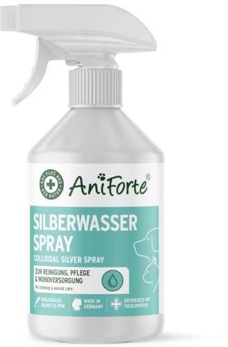 AniForte Kolloidales Silberwasser für Hunde & Katzen 250 ml - zur Wundversorgung, Reinigung & Pflege, reines Osmosewasser, kolloidales Silber 25ppm, Silberspray