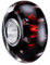 MATERIA by Matthias Wagner Glas Bead Anhänger schwarz rot mit Glitzerfolie für Armband 1258