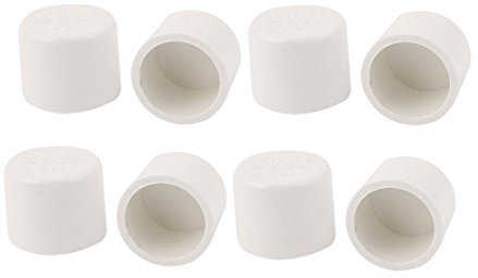 sourcing map 8 Stück 25mm Durchmesser weiß PVC runde Einlass Rohr Endkappen Abdeckung de