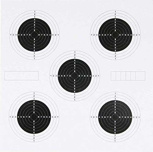 JACK PYKE 100 Pieces Shooting Targets 25 Yard – 14 x 14cm Bullseye Paper Targets for Air Rifle, Pistol, BB Gun, Slingshot Practice – Thick Durable Card for Pellet Traps & Pin Board