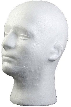 Männerkopf Mannequin aus Styropor, für Perücken, Brillen, Schaufenster