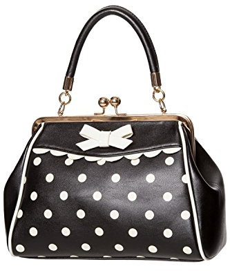 Banned Crazy Little Thing Vintage Bag 50er Jahre Rockabilly Polka Top Henkel Handtasche - Schwarz-Weiß