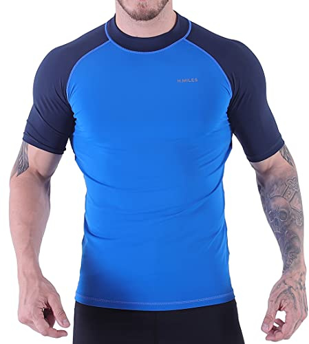 H.MILES Rashguard Homme Manches Courtes Protection Solaire UV (UPF) 50+ Anti-UV Haut Surf Plage Natation Plongée T-Shirt Neoprene