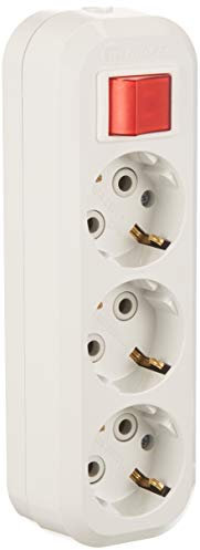Prise combinée avec interrupteur lumineux 3 prises 16 A 250 V Montage en saillie Laiton