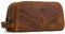 Contacts Crazy Horse Vache Cuir Fermeture Éclair Double Kit Voyage Trousse de Toilette, Marron 1, Einheitsgröße, Valise