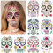 Konsait 9 Blätter Halloween Tattoo Gesicht Tag der Toten Temporäre Gesicht Tattoos Totenkopf Schädel Skelett Tag der Toten Make-up Gesichts Aufkleber für Halloween Schminke Dia de los muertos kostüm