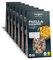 Trevijano Paella 6 Gemüse: 7 Beutel à 280g. Enthält 2 Portionen Gemüsepaella, die ausschließlich aus Reis, roter Paprika, grüner Paprika, Zucchini, Knoblauch, Safran, Pilzen und Ñora-Paprika bestehen.