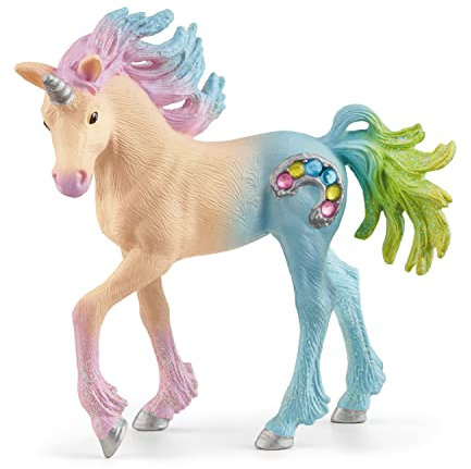 SCHLEICH bayala - Einhorn Spielzeug für Mädchen und Jungen - Marshmallow-Einhorn Fohlen mit Edelsteinen - Rosa
