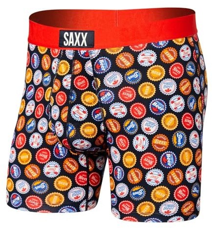 Saxx Men's Underwear - Ultra Super Soft Boxer Briefs with Fly and Built-in Pouch Support, Beers of the World-Multi, Small