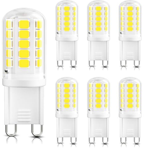 DiCUNO G9 LED Bulbs, 6000K Cool White, 40W Equivalent, 400 LM, 6-Pack