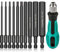 K Kwokker 10PCS Hex Allen Key Drill Bit 100mm, 1/4 Inch Shank Hex Screwdriver Bit Set with Mini Handle Screwdriver, 1.5mm-12mm Black Allen Key Bit Set for Assembling Furniture