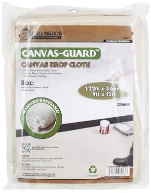 ROLLINGDOG Cotton Dust Sheets - 4ft x 12ft(1.22m*3.66m), Heavy Duty Drop Cloth for Painting and Home Improvement, Painting Sheets for Floor and Furniture Protection, 1 Pack