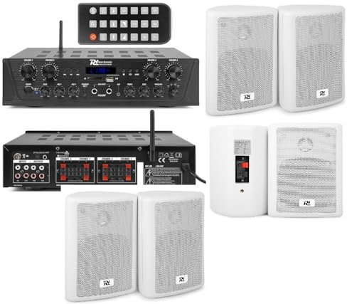 FILODIFFUSIONE AUDIO CON AMPLIFICATORE 4 ZONE VOLUME SEPARABILI + CASSE AUDIO DA PARETE NERE O BIANCHE (6 CASSE AUDIO BIANCHE)