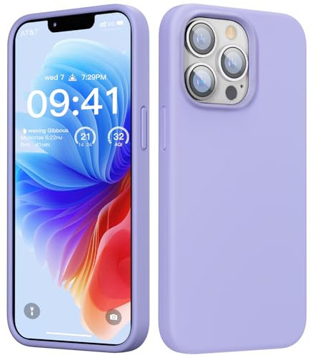 GOODVISH Liquid Silicone Case Designed for iPhone 13 Pro Case, Shockproof Gel Rubber Phone Case with [Anti-Scratch] Soft Microfiber Lining 4 Layers Thickened Cover 6.1 inch, Violet Purple