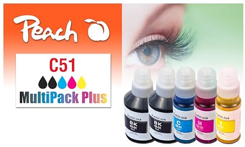 Peach C51 Spar Pack Plus Druckerpatronen (2xBK, C, M, Y) ersetzt Canon GI-51 für z.B. Canon Pixma G 2520, Canon Pixma G 1520, Canon Pixma G 1560, Canon Pixma G 2560, Canon Pixma G 3520