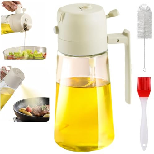 SHUNCHG 2in1-Spruzzino Olio per Friggitrice ad Aria, Dosatore Spray da 470ml, dosatore olio, Olio Oliva in Vetro per Cucina Nebulizzatore Olio Aceto Cucinare Forno BBQ Insalata