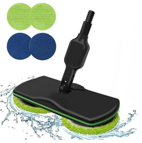 Fregadora de Pisos 2 en 1, Trapeador Eléctrica Giratoria Inalámbrica, Mopa Pulidora Barredora, con 2 Almohadillas Microfibra y 2 Almohadillas Pulido, para Cualquier Superficie Dura