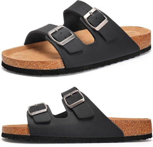 Herren Pantoletten Sandalen Hausschuhe Flache Latschen Sommerschuhe Erwachsene Schlappen Arbeitsschuhe Bequeme Classic(Schwarz,43 EU)