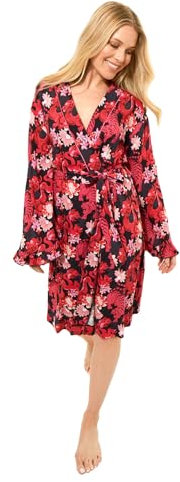 Joe Browns Women's Dragon Print Dramatic Flounce Sleeve Kimono Dressing Gown, Pink, UK 18