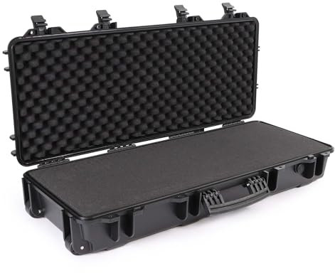 Wiltec Waffenkoffer 109,8 x 41,5 x 15,5 cm für Langwaffen, Gewehrkoffer mit Schaumstoffpolsterung für sicheren Transport, Langwaffenkoffer mit hoher Traglast und Tragegriff