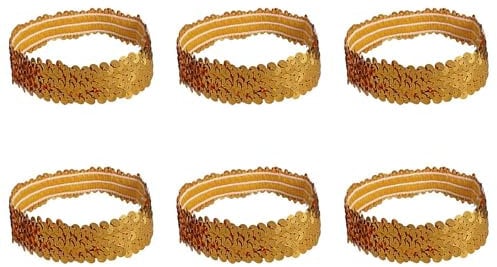 Leliafleury 6Pcs Gold Sequin Headband, Elastic Glitter Headband, Sparkly Bling Sport Head Band, Sparkly Sequin Head Bands for Women