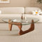 Undres Beistelltisch, Modern Couchtisch, Wohnzimmertische, Sofatisch, Coffee Table, Gehärtete Glasplatte, Massivholzsockel, für Vor Dem Sofa Im Wohnzimmer (Volltransparentes Glas, 114×82×41 cm)