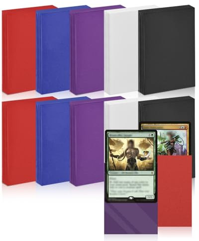 Uniclife 500 Fundas Para Cartas MTG Fundas de Colores con Acabado Mate para Cartas Coleccionables Protege Cartas Deportivas De Fútbol, Juegos Y Más Tamaño Estándar 66 x 91 mm, 5 Colores