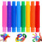 Pop Tubes Sensory Fidget Toys: 16Pcs Stretchy & Bendable Stress Relief Tubes - Sensory Toys for Autism Anxiety and Focus – Portable Fidget Toys for Office Travel & Birthday Party Favours