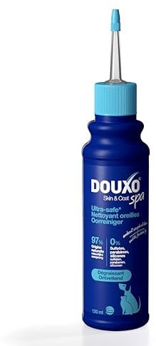DOUXO Skin & Coat Spa - Ultra-Safe nettoyant auriculaire pour Chiens et Chats, 120 ML, nettoie l'oreille en Toute sécurité, Formule respectueuse de la Peau.