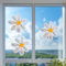 1 Stück Fensteraufkleber Vogelschutz, Chrysantheme Fenstersticker, Vogelschutz Fenster, Glastüren Aufkleber für Wohn-& Schlafzimmer Küche Fenster Deko,Regenbogen Fensterfolie