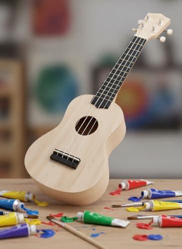 DIY Ukulele Kit 21inch Basswood Unbemalt 4 String Ukulele DIY Selbstbauen Kit Handarbeit Set nstallationswerkzeugen mit Installationswerkzeugen für Kinder und Erwachsene gitarre