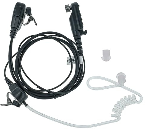 vhbw Headset kompatibel mit HYT PD662G, PD680 Funkgerät mit Push-to-Talk Mikrofon - transparent, schwarz, Transparenter Akustikschlauch