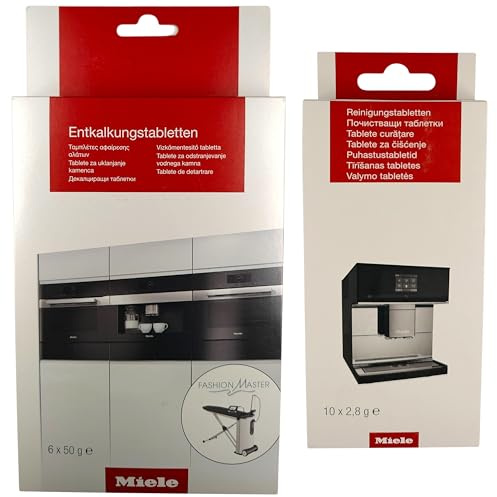 Miele Entkalkungstabletten und Reinigungstabletten für Kaffeevollautomaten | 6 Entkalkungstabs, 10 Reinigungstabs, Für Kaffeemaschinen und Espressomaschinen