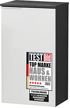 FACKELMANN Unterschrank KARA / Badschrank mit Soft-Close-System / Maße (B x H x T): ca. 41 x 70 x 32 cm / hochwertiger Schrank fürs Bad / Türanschlag rechts / Korpus: Anthrazit / Front: lackiertes Glas in Weiß