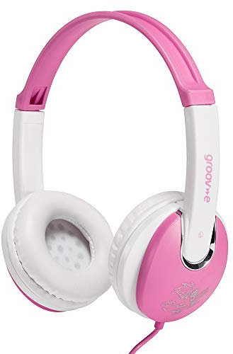 groov e KIDZ - DJ-Style Wired Headphones for Kids - Over the Ear Headphone with 1.2m Audio Cable, Adjustable Headband, Soft Ear Pads, & 40mm Drivers - 3.5mm Audio Jack - Pink