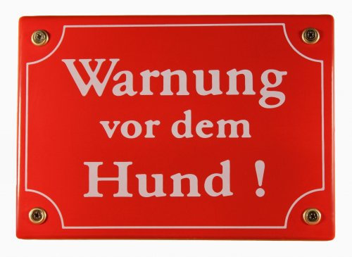 Wetterfestes Emaille Schild Warnung vor dem Hund 17x12 cm wetterfest und lichtecht Emailleschild