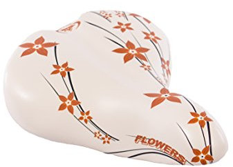 FAHRRADSATTEL Leder CITYSATTEL für 24-26 - 28 Zoll Fahrrad - Happy Flowers XC061 beige - Made in Italy