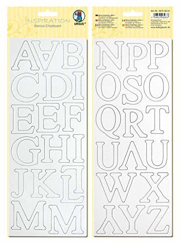 Ursus 62700001 Blanco Chipboard, 2 Sheets Approx. 12 x 30.5 cm, Letters