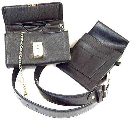 KELLNERSET 4 Teile GELDBÖRSE COLT Kette UND GÜRTEL FÜR BEDIENUNGEN Gastro-Bekleidung-Ausstattung (Set mit 140 cm Gürtel) Schwarz