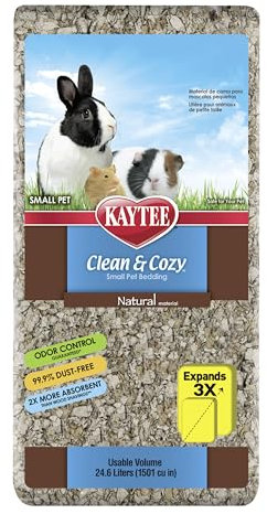 Kaytee Superpet, Clean & Cozy Streu für kleine Haustiere wie Mäuse, Rennmäuse, Nagetiere, Hamster, Kaninchen, besonders saugfähige Papierstreu, 99,9 % staubfrei, Natürlich, 24.6L