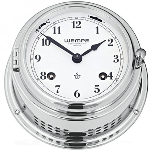 Wempe Glasenuhr Bremen II Messing verchromt, arabische Ziffern