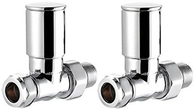 Modern Chrome Straight Towel Radiator Valves 8mm Central Heating Taps