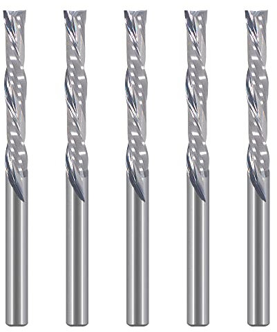 Hozly Juego de 5 brocas de corte descendente de 3.175mm de pulgada en espiral CNC para fresadora de carburo de tungsteno