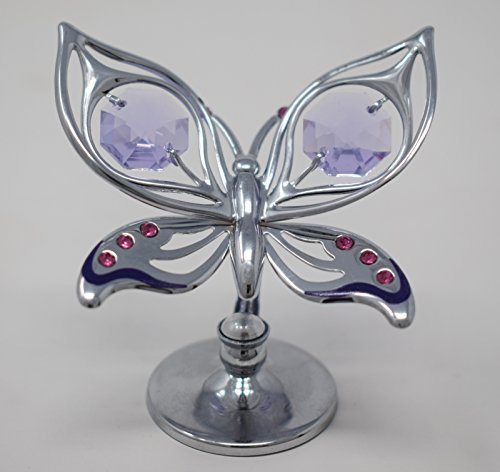 Crystocraft Chrome Plated Orchid Butterfly With Swarovski Crystal Elements Gift Ornament