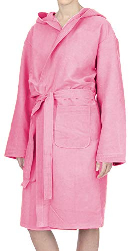 PETTI Artigiani Italiani Microfibre Bathrobe Men Women with Hood, Pockets, Belt, Unisex Quick Drying for Gym, Pool, Beach, Spa, Pink, XL